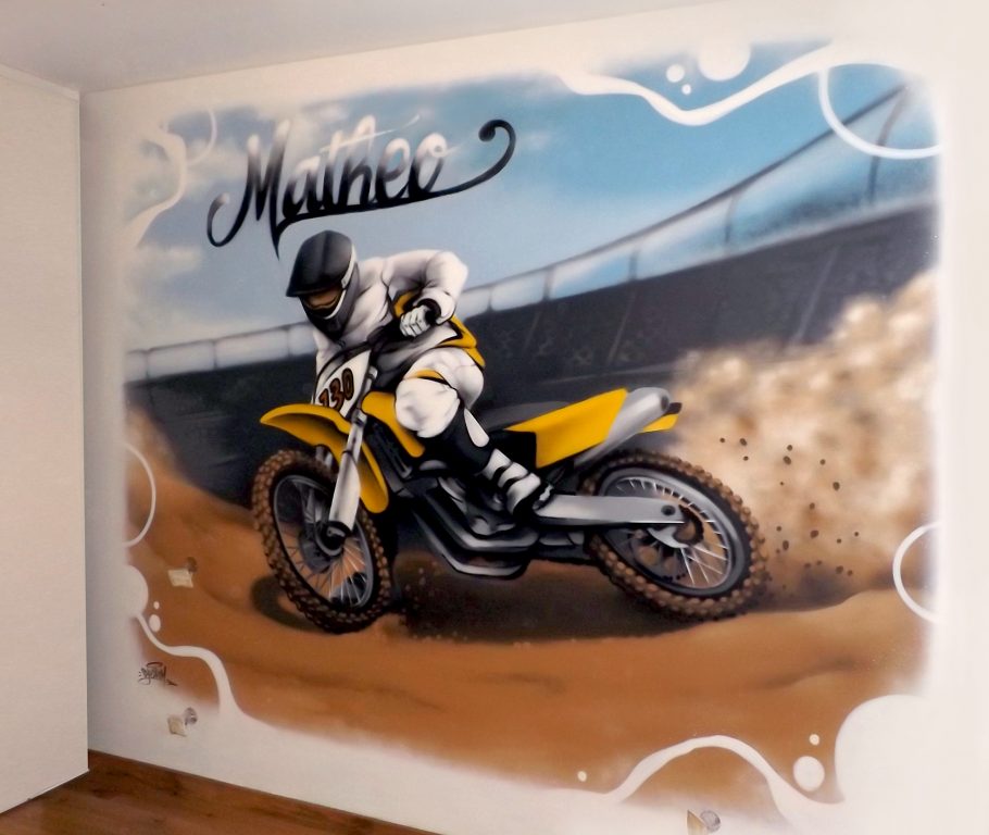 Graffiti déco moto chambre d'enfant