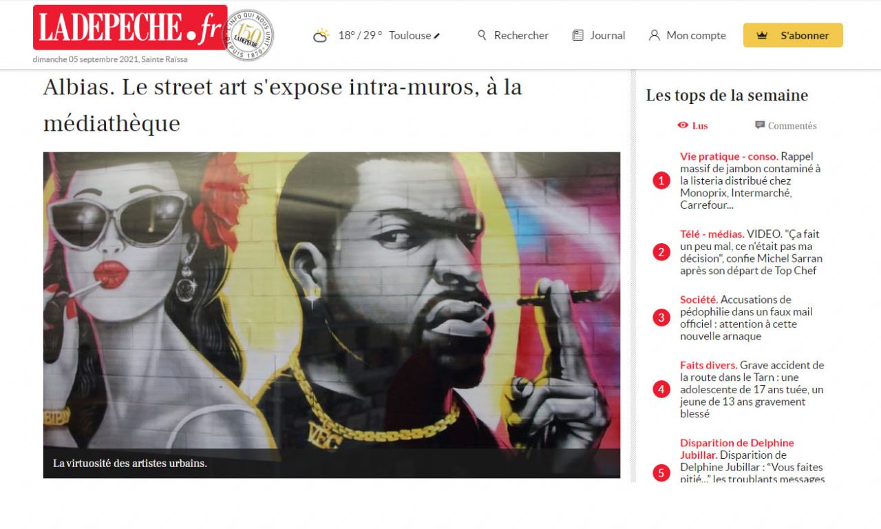 "Le street art s'expose intra-muros, à la médiathèque" - La Dépêche 11/2017 