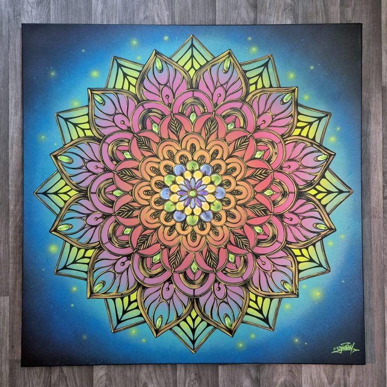 Mandala sur toile 80 x 80 cm