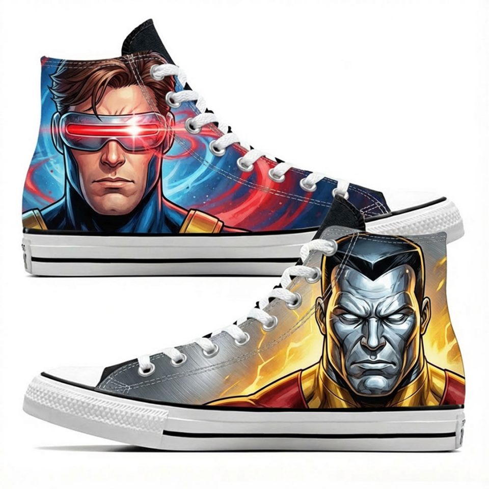 Projet de custom personnalisé "Cyclop et Colossus" sur Converse All Star