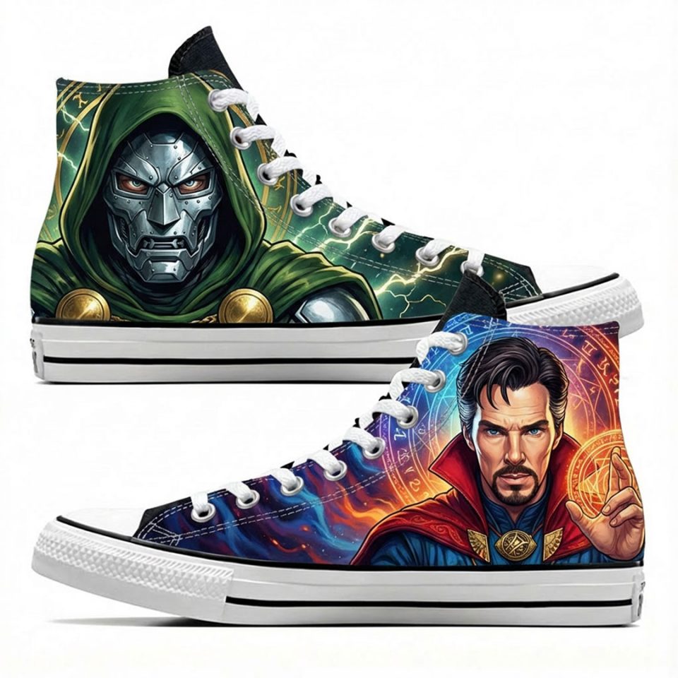 Projet de custom personnalisé "Dr Doom et Dr Strange" sur Converse All Star