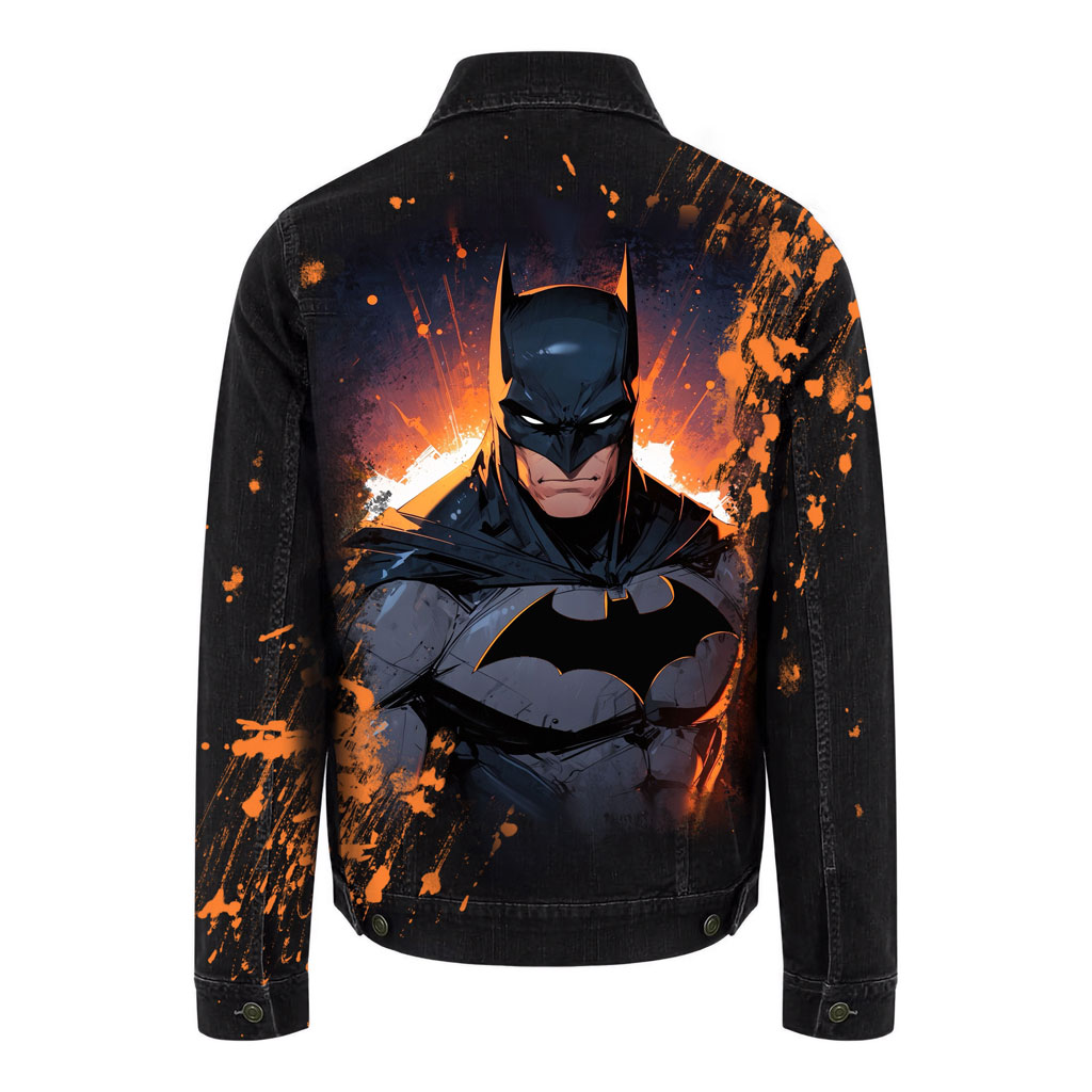 Projet de custom personnalisé "Batman" sur veste en jean