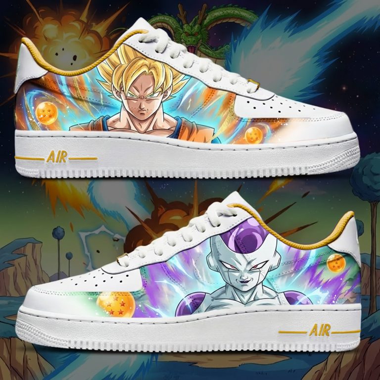 Projet de custom personnalisé "DBZ - Son Goku Super Saiyan et Freezer" sur Air Force 1