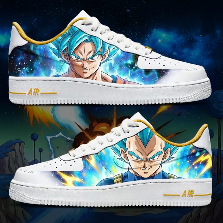 Projet de custom personnalisé "DBZ - Goku et Vegeta Super Saiyan Bleu" sur Air Force 1