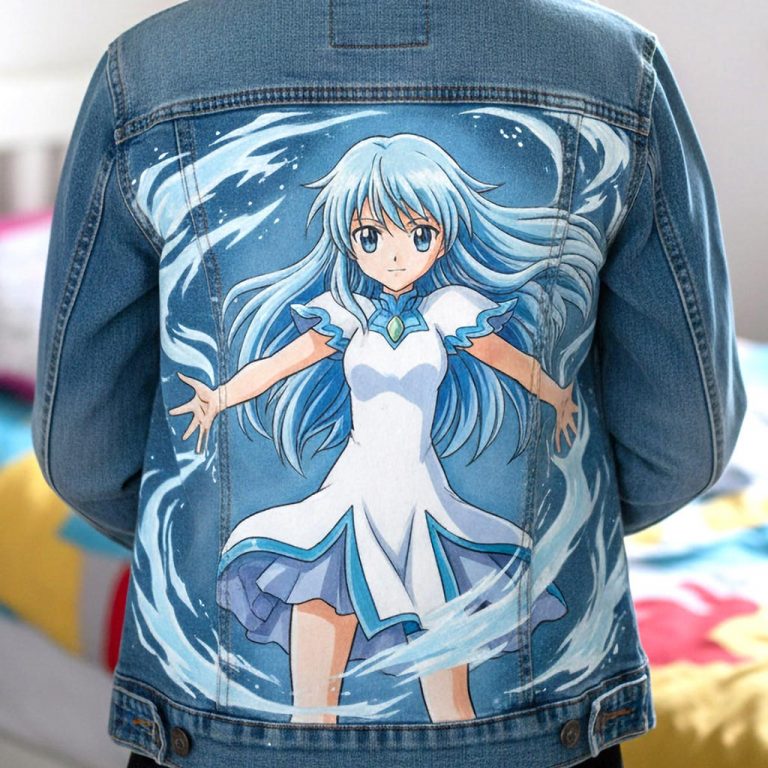 Projet de custom personnalisé "Fairy Tail - Wendy" sur veste en jean