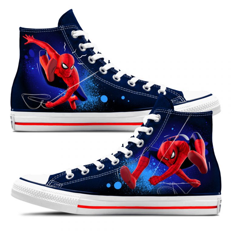 Projet de custom personnalisé "Spider-man" sur Converse All Star
