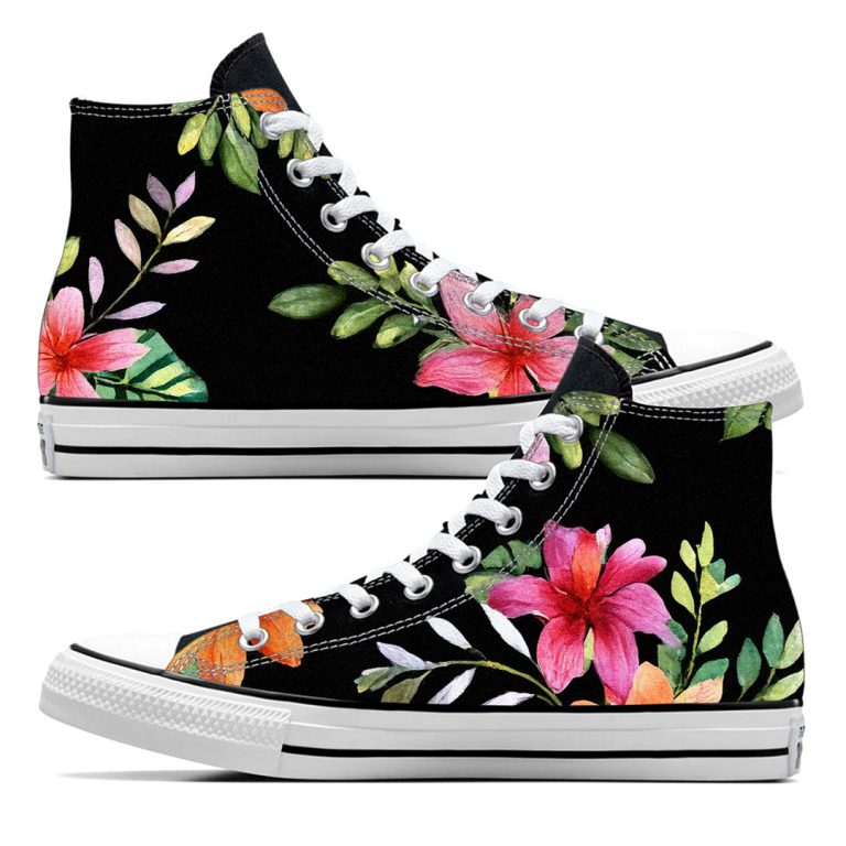 Projet de custom personnalisé "Floral" sur Converse All Star