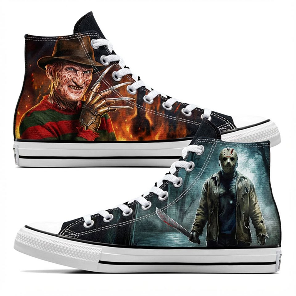 Projet de custom personnalisé "Freddy et Jason" sur Converse All Star