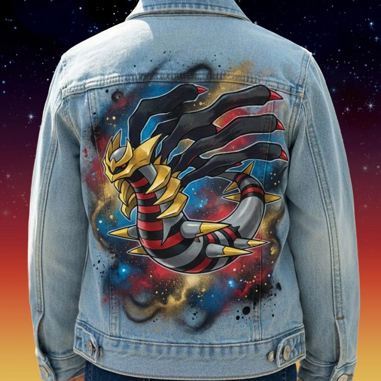 Custom "Giratina" Pokémon légendaire sur veste en jean