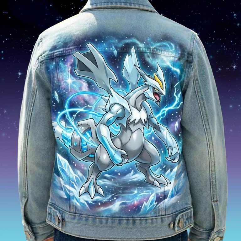 Custom "Kyurem" Pokémon légendaire sur veste en jean