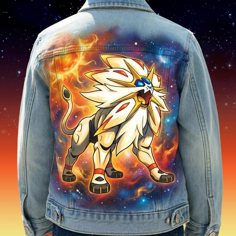 Custom "Solgaleo" Pokémon légendaire sur veste en jean