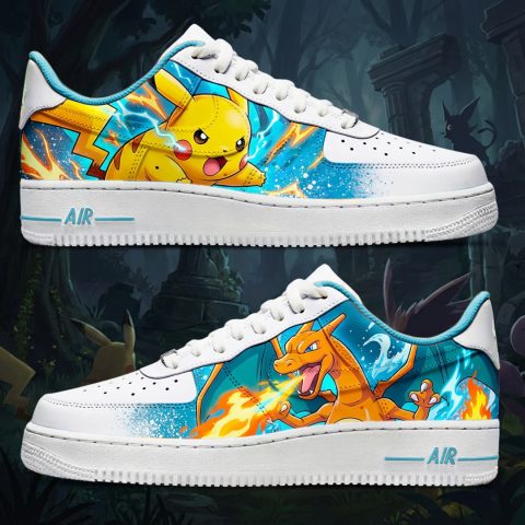 Custom "Pikachu et Dracofeu" sur Air Force 1