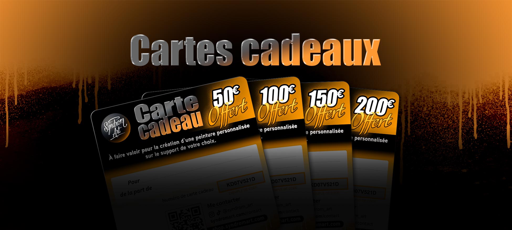 Cartes cadeaux pour un custom personnalisée