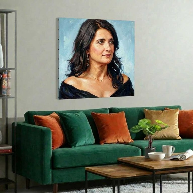 Portrait en couleur sur tableau