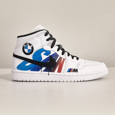Air Jordan 1 Mid custom personnalisée "BMW"